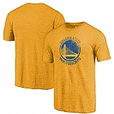 Golden State Warriors Gold Distressed Logo Fanatics Branded Tri-Blend T-Shirt,baseball caps,new era cap wholesale,wholesale hats